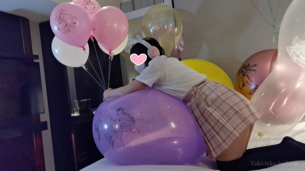 JK Mちゃんのイラスト風船遊び&ヘリウム風船割り【風船のみ】 JK style M-chan's Anime balloon play & Helium balloon pop【Balloons only】