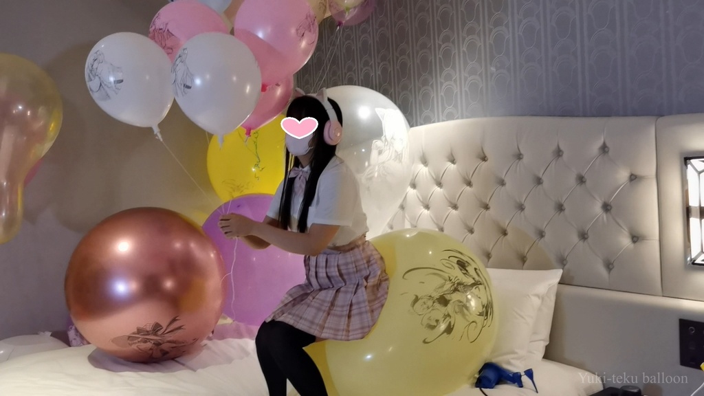 JK Mちゃんのイラスト風船遊び&ヘリウム風船割り【風船のみ】 JK style M-chan's Anime balloon play & Helium balloon pop【Balloons only】