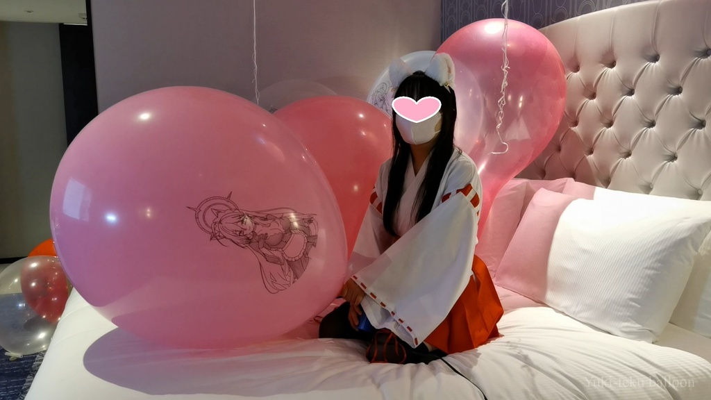巫女さんのイラスト風船遊び Miko style M-chan's Anime balloon play