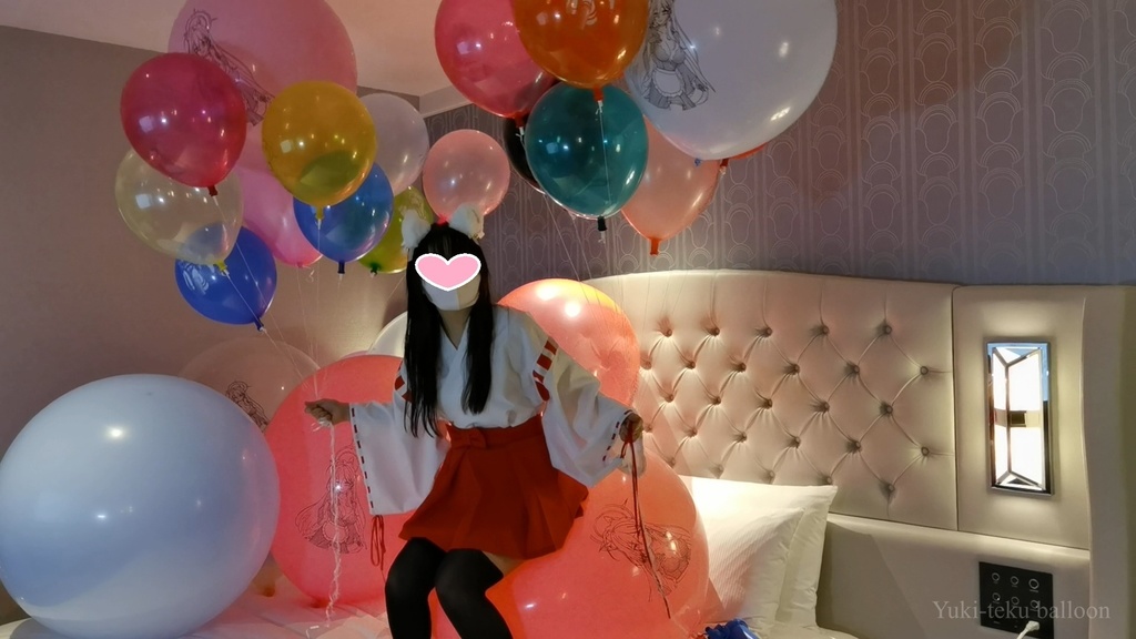 巫女さんのイラスト風船遊び Miko style M-chan's Anime balloon play