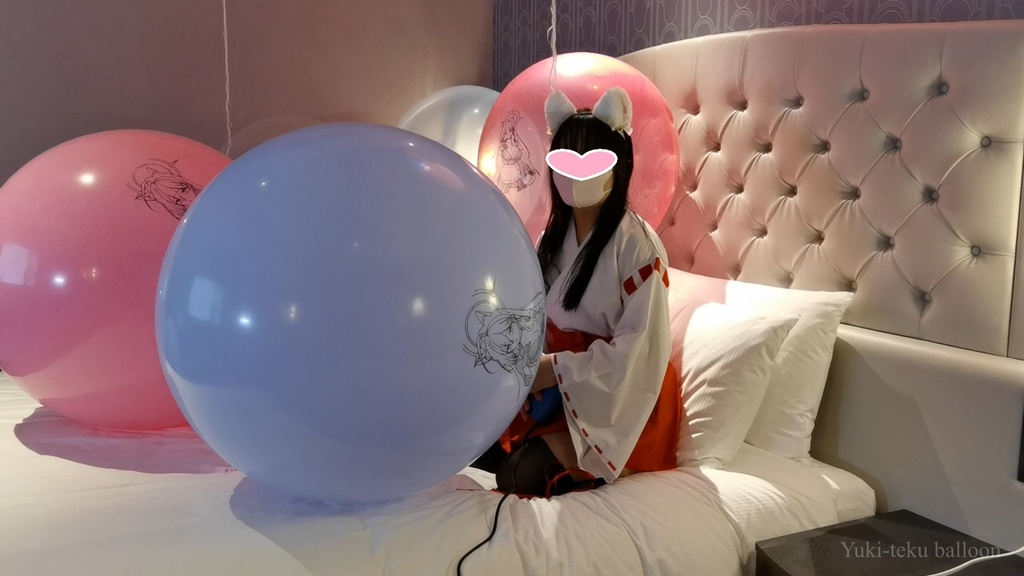 巫女さんのイラスト風船遊び Miko style M-chan's Anime balloon play