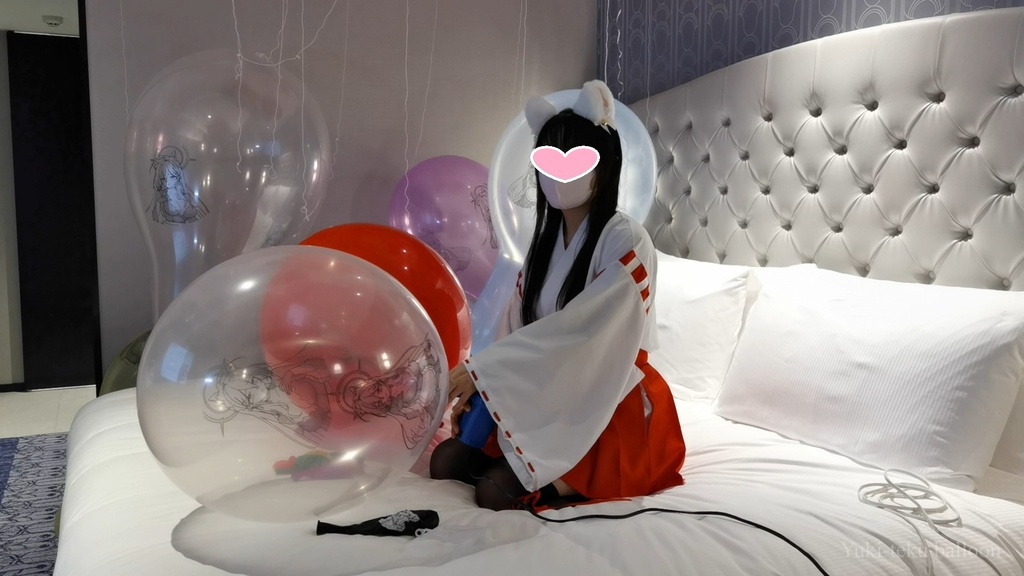 巫女さんのイラスト風船遊び&割り【風船のみ】 Miko style M-chan's Anime balloon play & Pop【Balloons only】