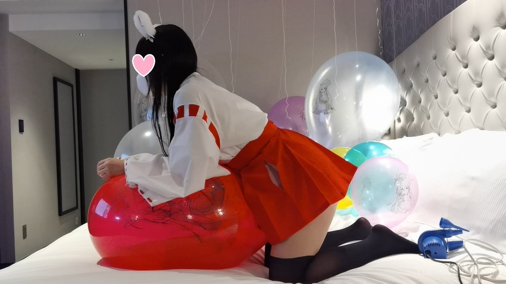 巫女さんのイラスト風船遊び&割り【風船のみ】 Miko style M-chan's Anime balloon play & Pop【Balloons only】