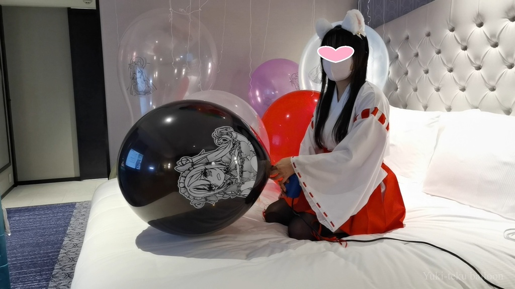 巫女さんのイラスト風船遊び&割り【風船のみ】 Miko style M-chan's Anime balloon play & Pop【Balloons only】