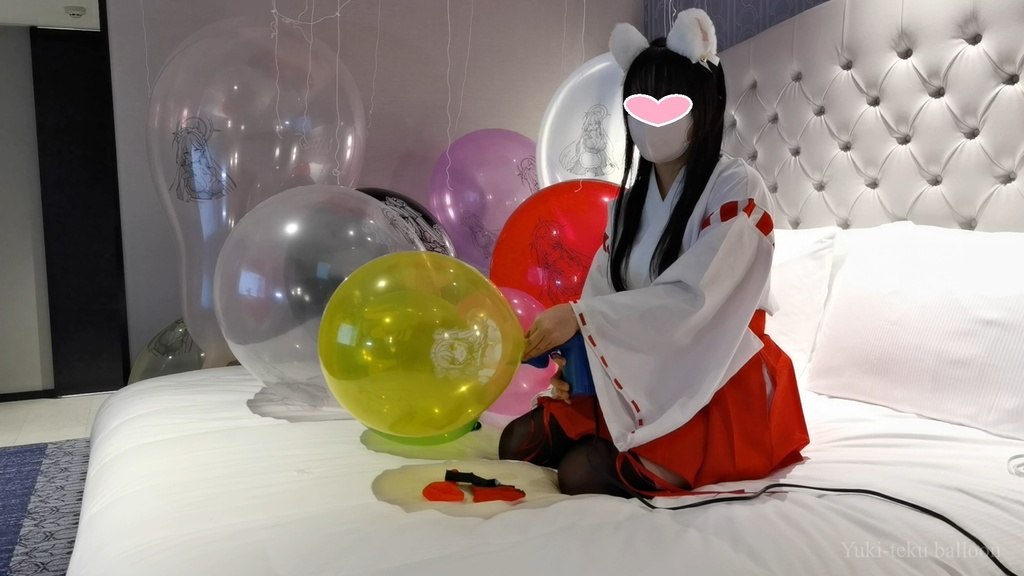 巫女さんのイラスト風船遊び&割り【風船のみ】 Miko style M-chan's Anime balloon play & Pop【Balloons only】