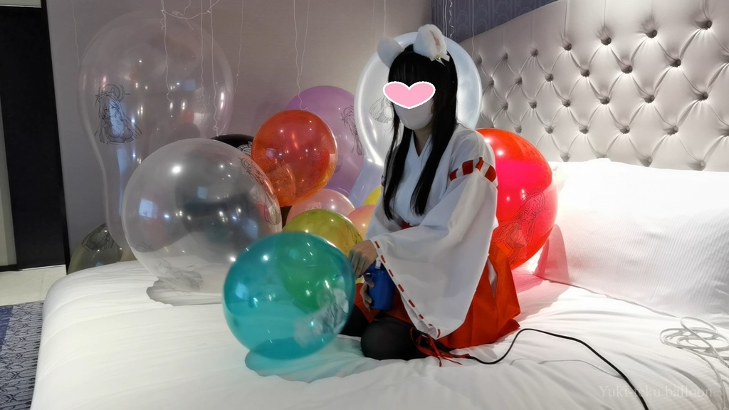 巫女さんのイラスト風船遊び&割り Miko style M-chan's Anime balloon play & Pop