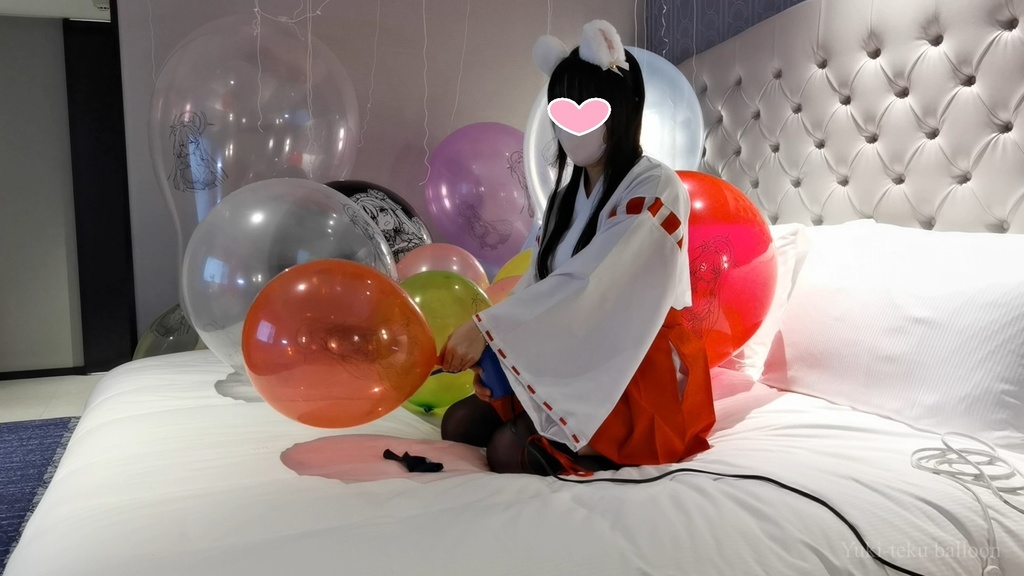 巫女さんのイラスト風船遊び&割り Miko style M-chan's Anime balloon play & Pop