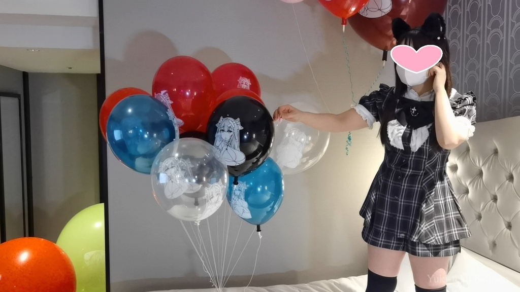 猫耳Mちゃんのイラスト風船遊び&ヘリウム風船割り M-chan's Anime balloon play & Helium balloon pop