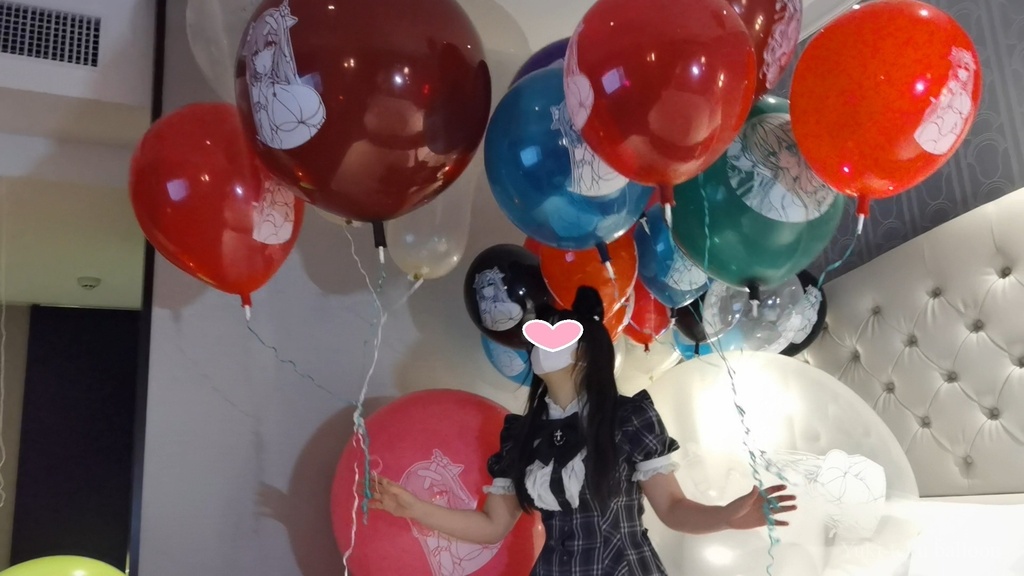 猫耳Mちゃんのイラスト風船遊び&ヘリウム風船割り M-chan's Anime balloon play & Helium balloon pop