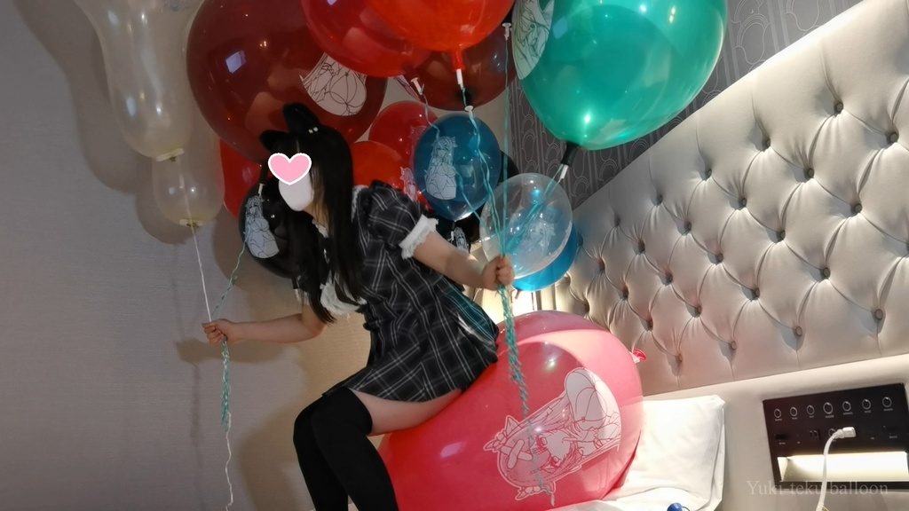 猫耳Mちゃんのイラスト風船遊び&ヘリウム風船割り M-chan's Anime balloon play & Helium balloon pop
