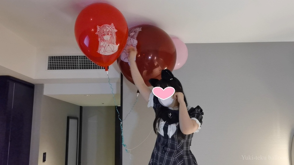 猫耳Mちゃんのイラスト風船遊び&ヘリウム風船割り M-chan's Anime balloon play & Helium balloon pop