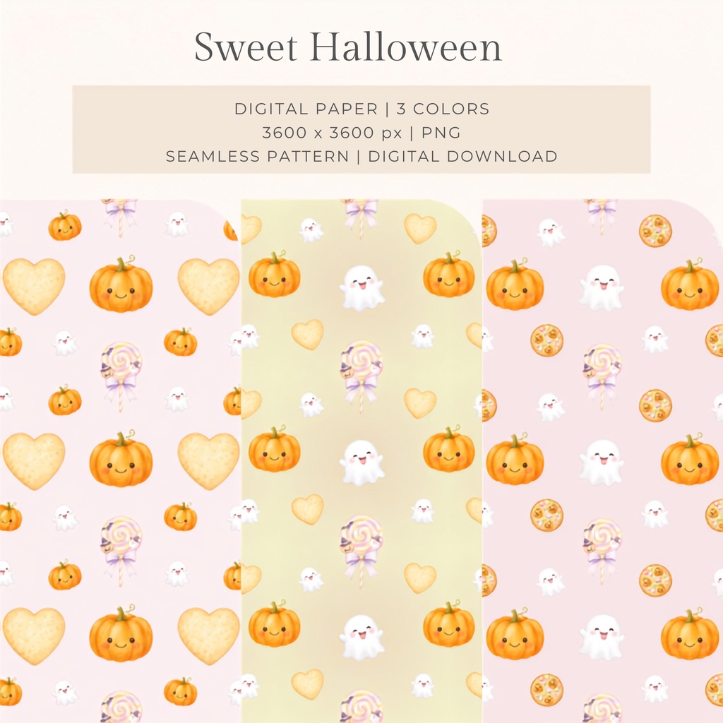 ほっこりかわいいハロウィン デジタルペーパー3枚セット