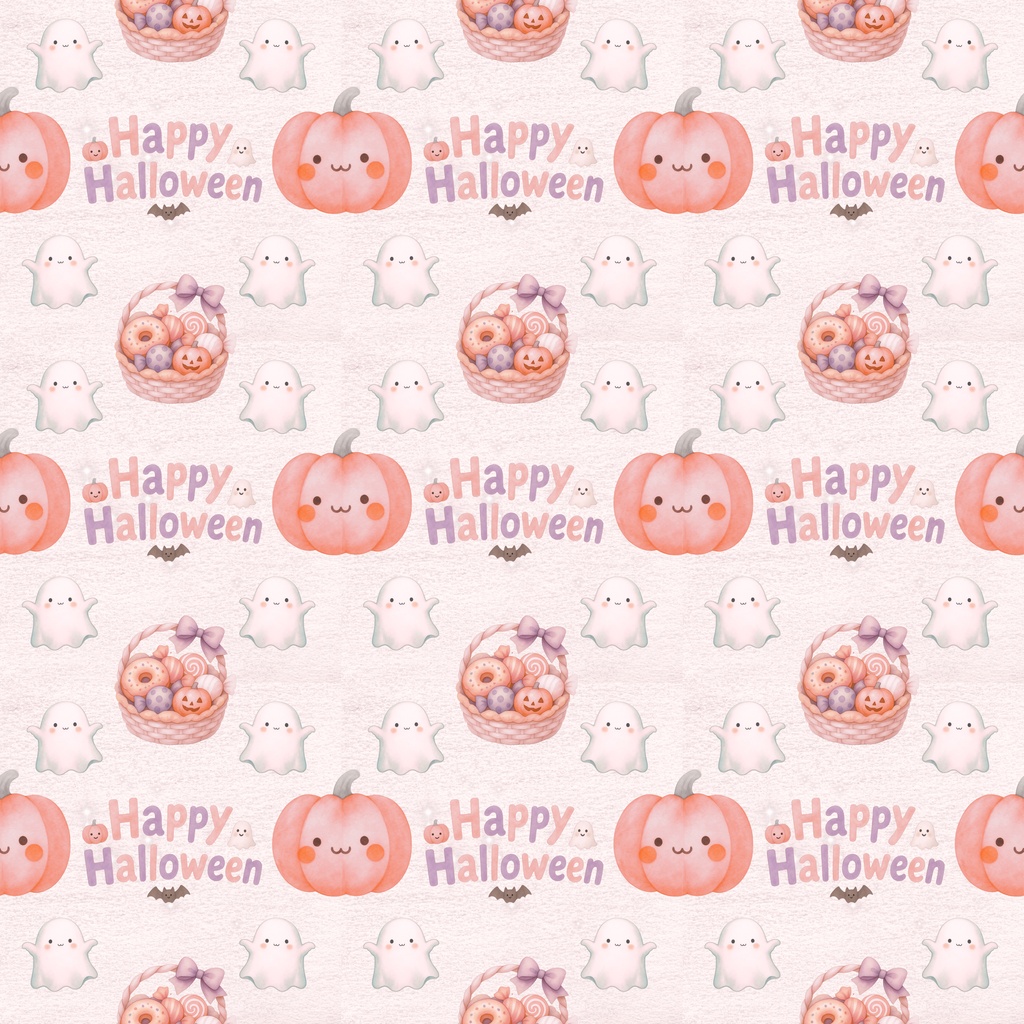 おばけとかぼちゃのパステルハロウィン|デジタルペーパー3色セット