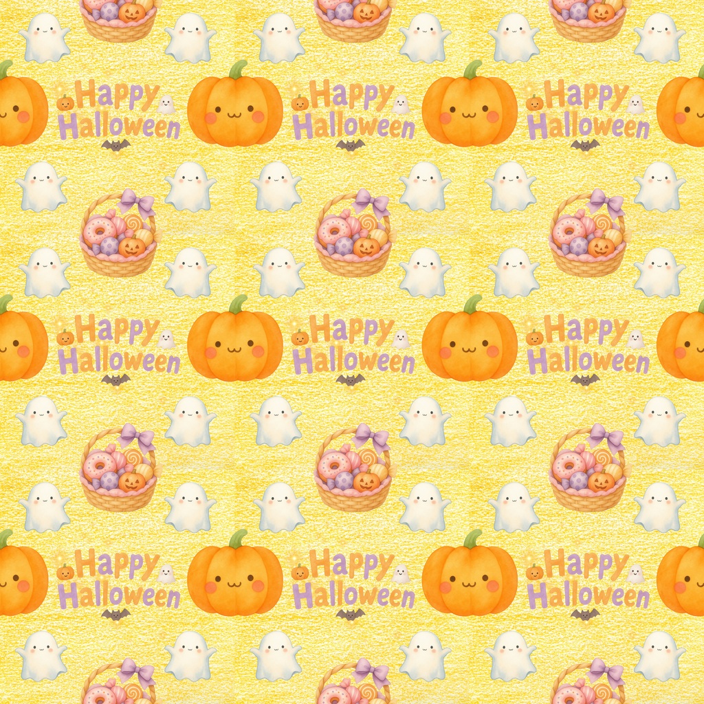 おばけとかぼちゃのパステルハロウィン|デジタルペーパー3色セット