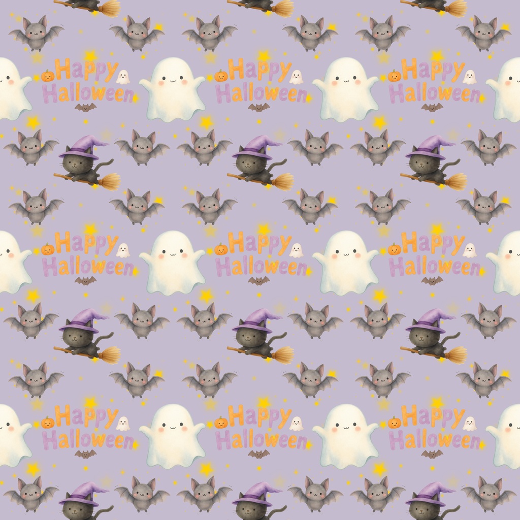 空飛ぶ黒猫とおばけのハロウィン デジタルペーパー 3色セット