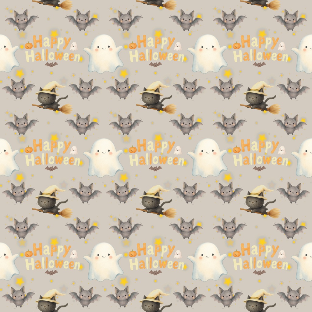 空飛ぶ黒猫とおばけのハロウィン デジタルペーパー 3色セット