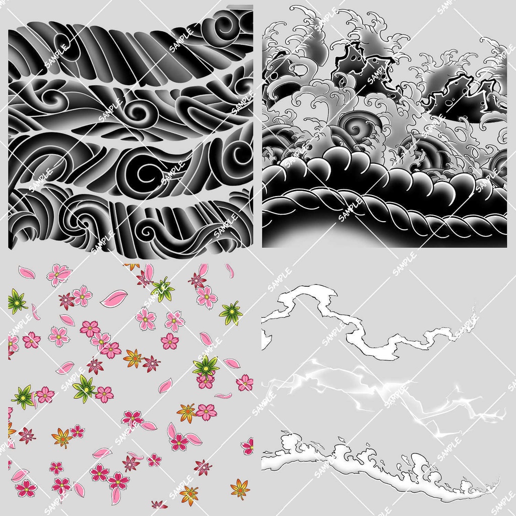 CLIP STUDIO PAINT いれずみ / 刺青 / 入墨 Irezumi Tattoo Brush Pack