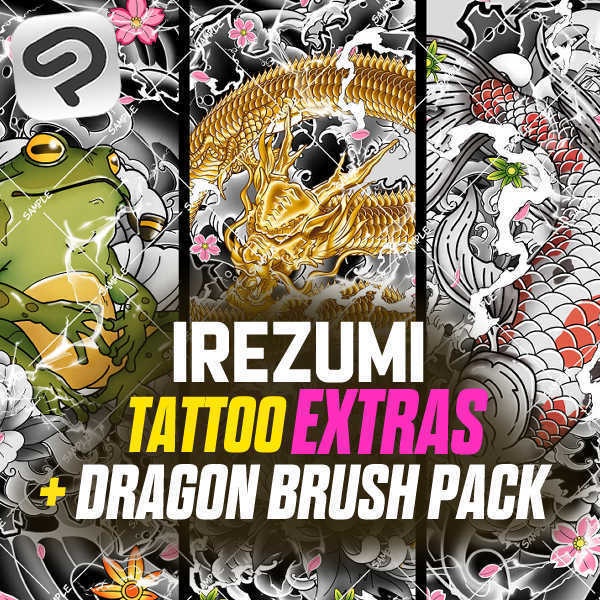 CLIPSTUDIO  いれずみ / 刺青 / 入墨 EXTRAS + Dragon Brush Pack 
