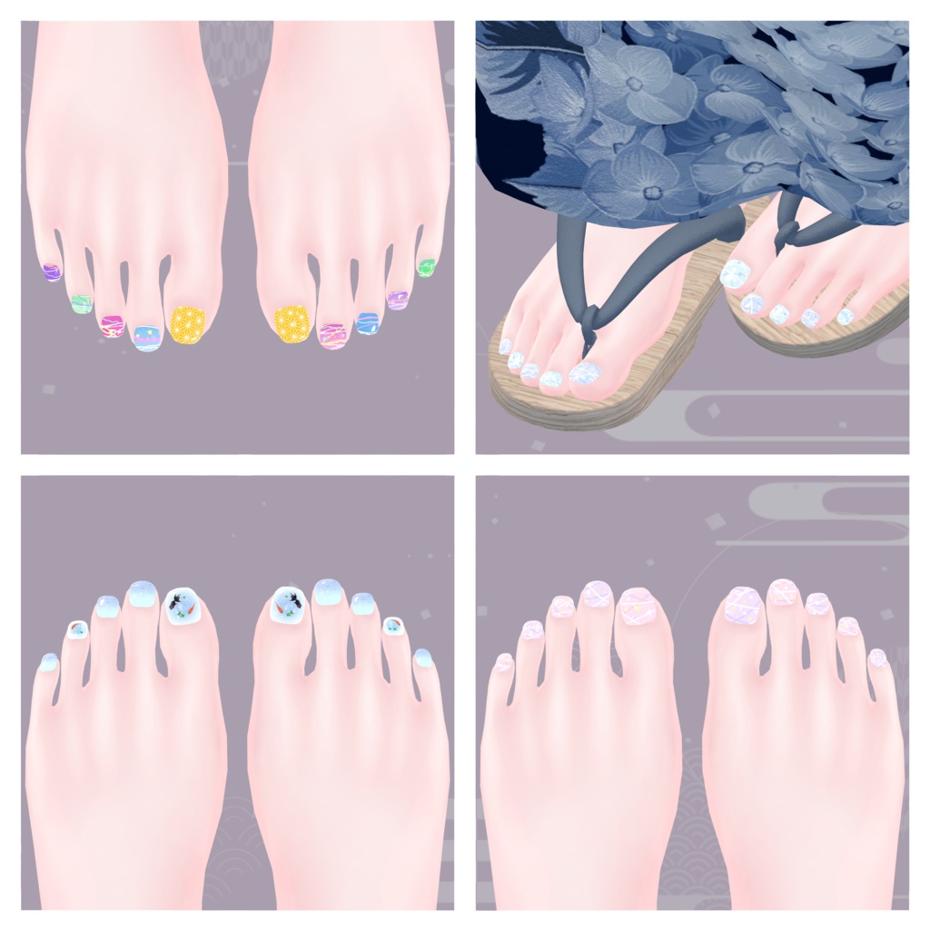 浴衣改変に!夏祭りネイル【シンプルジェルネイル -Simple Gel Nail-用テクスチャ】