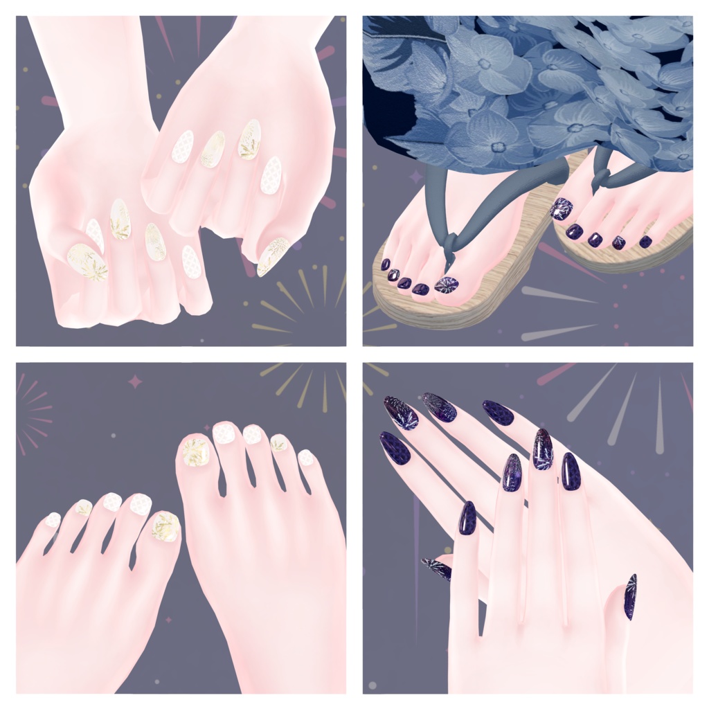 浴衣改変に!夏祭りネイル【シンプルジェルネイル -Simple Gel Nail-用テクスチャ】