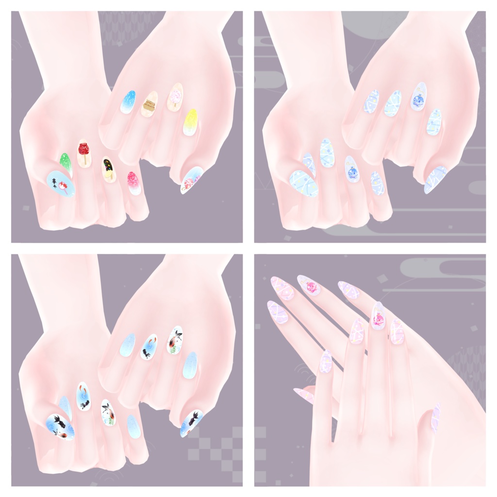 浴衣改変に!夏祭りネイル【シンプルジェルネイル -Simple Gel Nail-用テクスチャ】