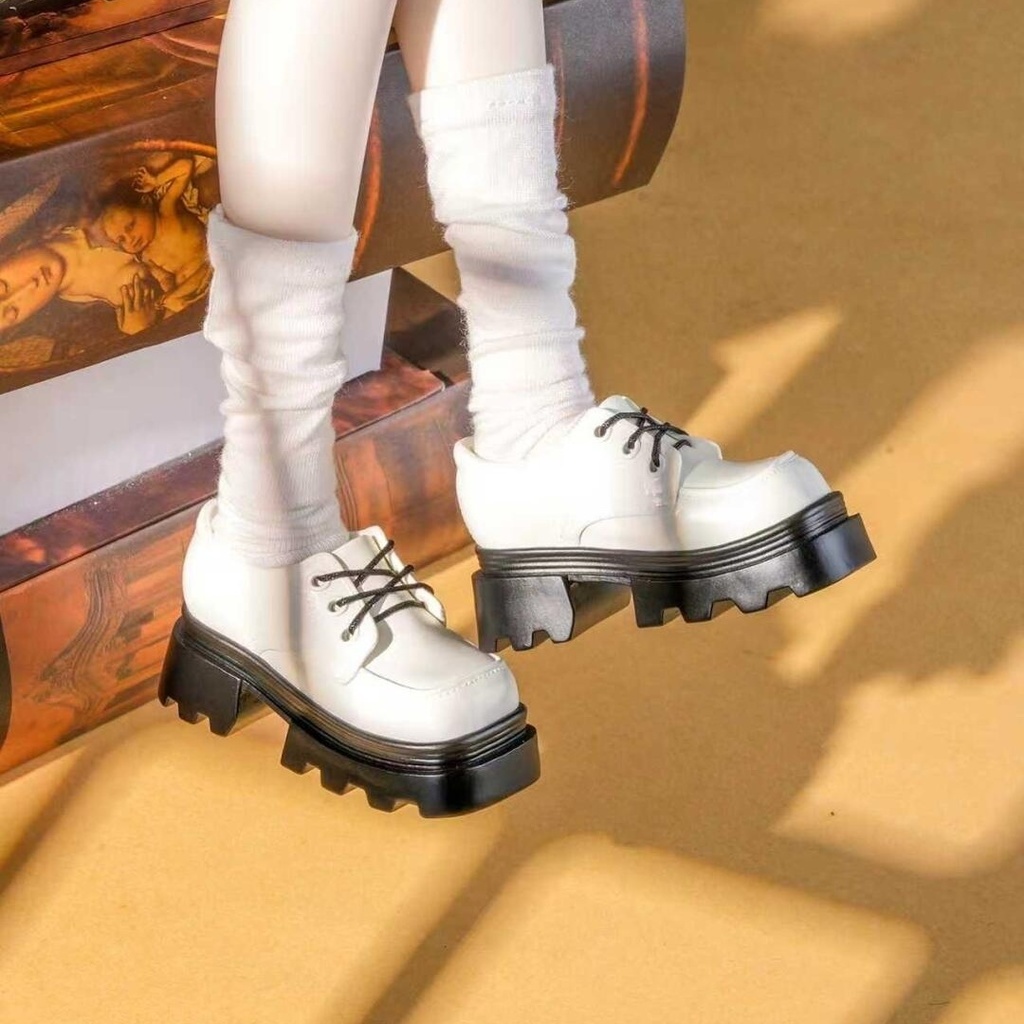 1/4ドール靴 厚底スクエアトゥシューズ ブラウン