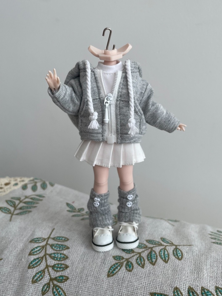 1/12ドール ゆるパーカーコーデ グレー 4点セット