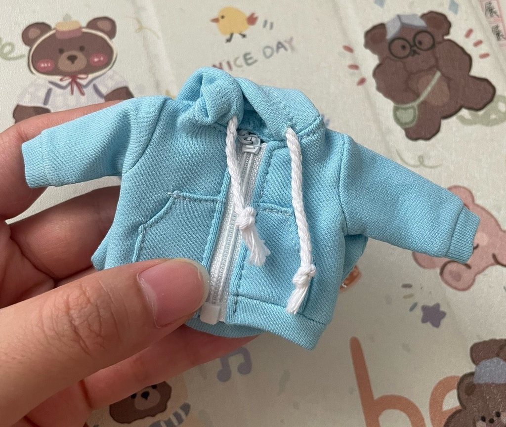 1/12ドール ゆるパーカーコーデ ブルー 3点セット