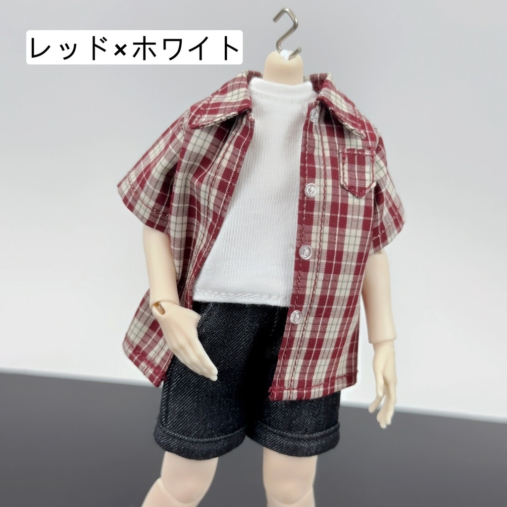 大1/12 1/8 半袖チェックシャツ