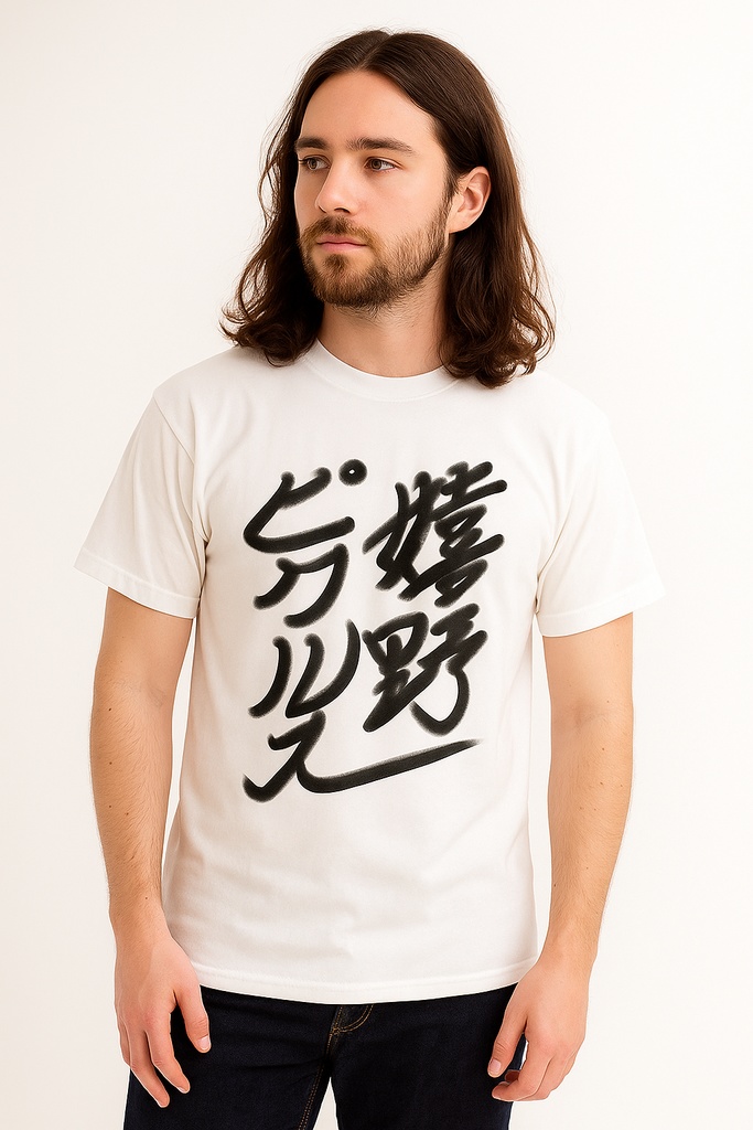 手書きプリント白Tシャツ