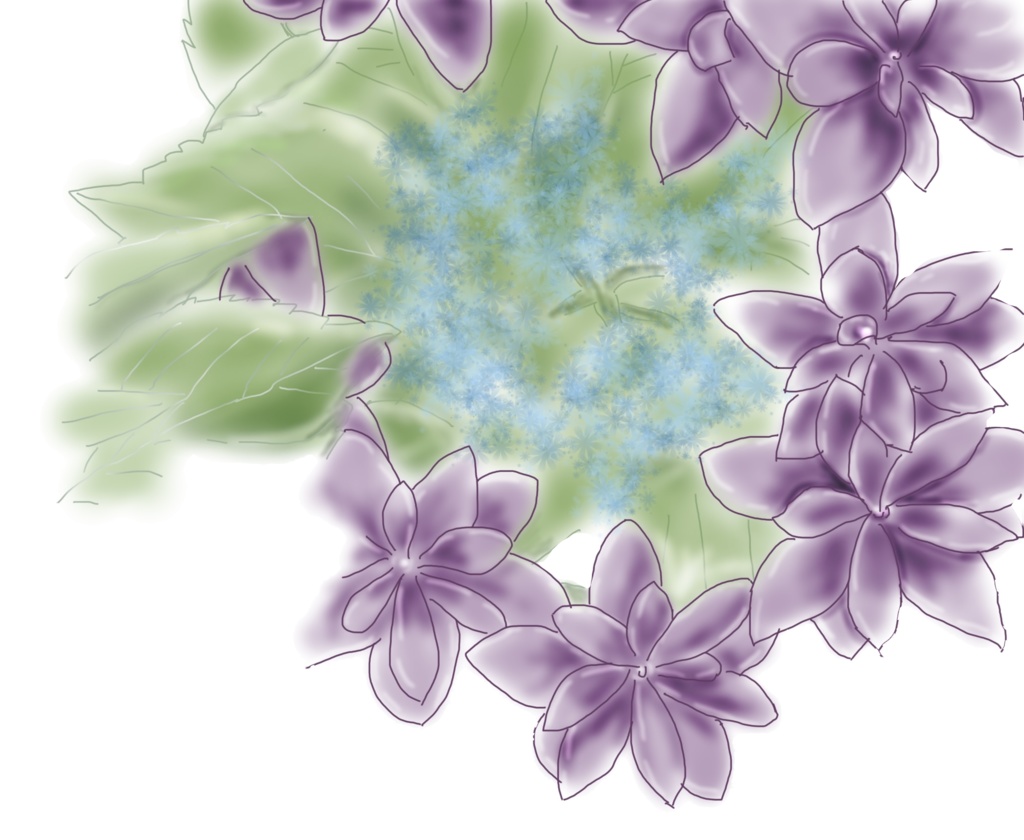 【素材＊material】紫陽花*Ajisai　PNG透過済み（少し透かしっぽくしてみました）