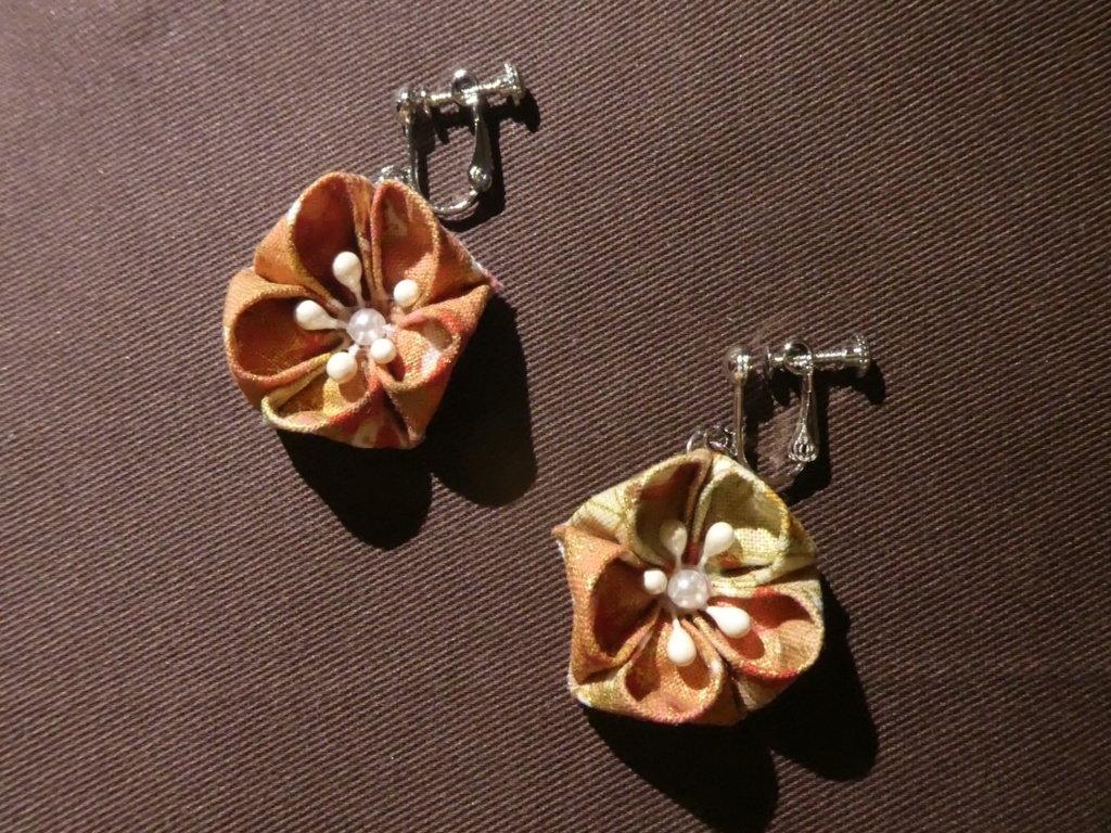 【Hand Made】未香ちゃんの夏祭りつまみ細工イヤリング