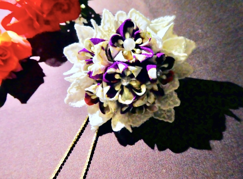 【Hand Made】アリス来日仕様（？！）Flower bouquet つまみ細工コサージュバレッタ