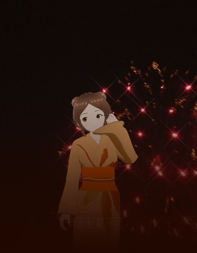 【VRoidお衣装アイテム】浴衣*紅葉*暖色系*秋色 Yukata / VRoid item / freebie