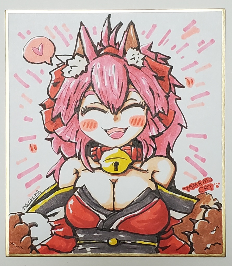 ネコの気まぐれイラスト色紙（スマイル）