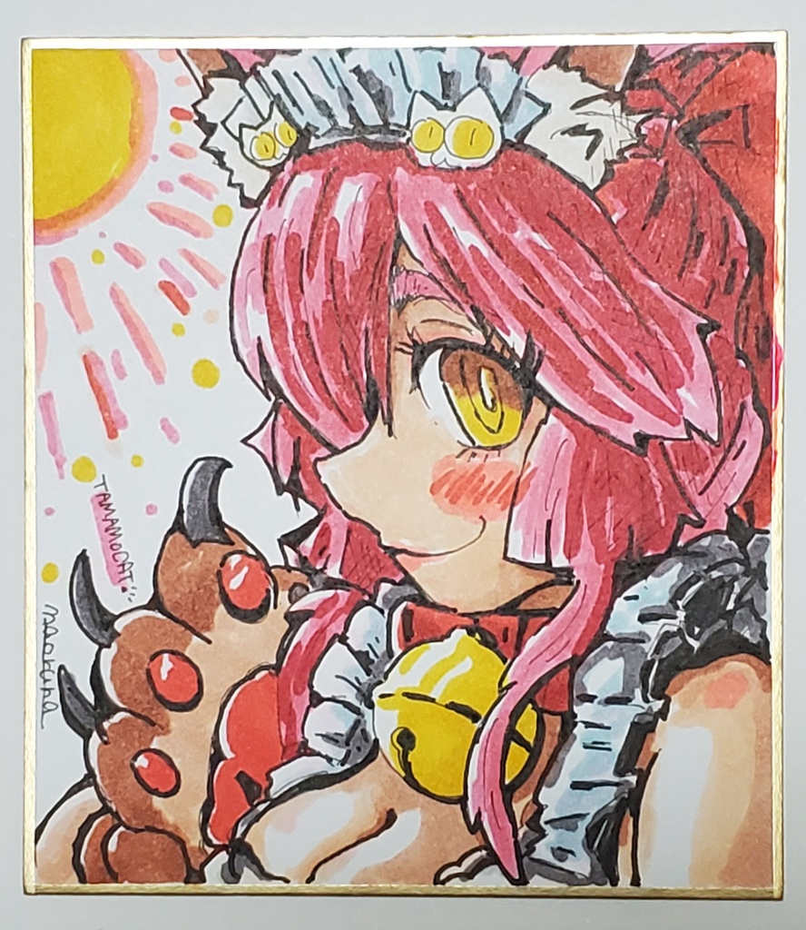 ネコの気まぐれイラスト色紙（小麦肌）