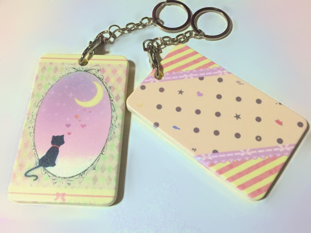 クロ月モチーフICパスケース(黒猫と月)
