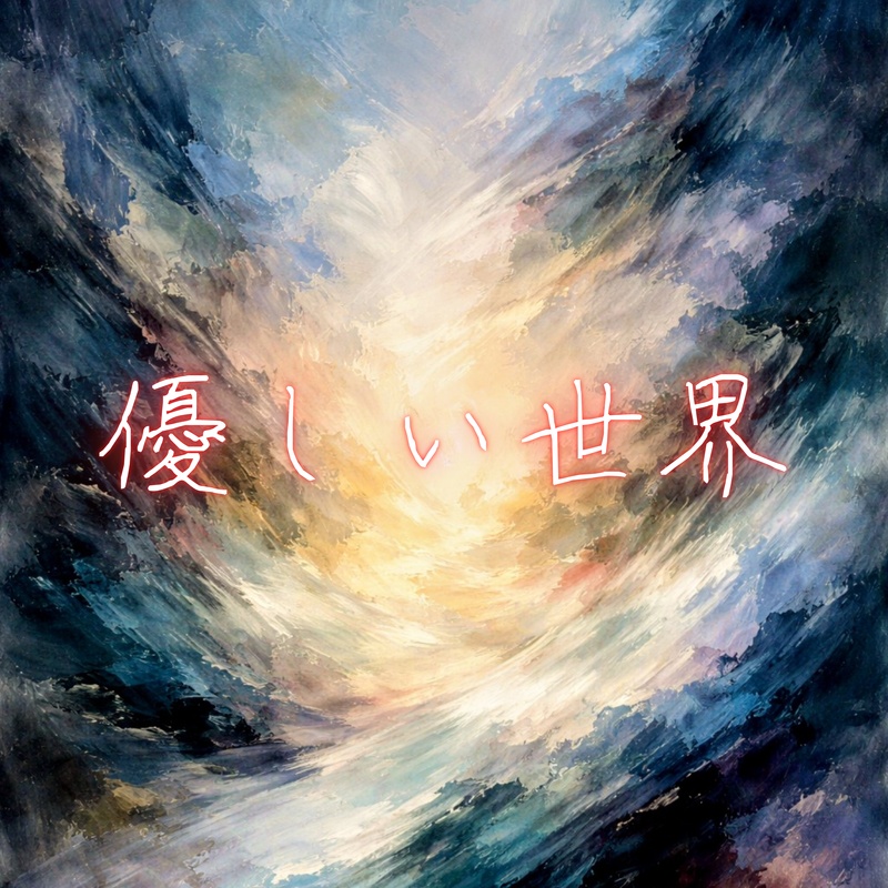 『優しい世界』歌詞入り油絵ポストカードPDF+音源ダウンロードWAV