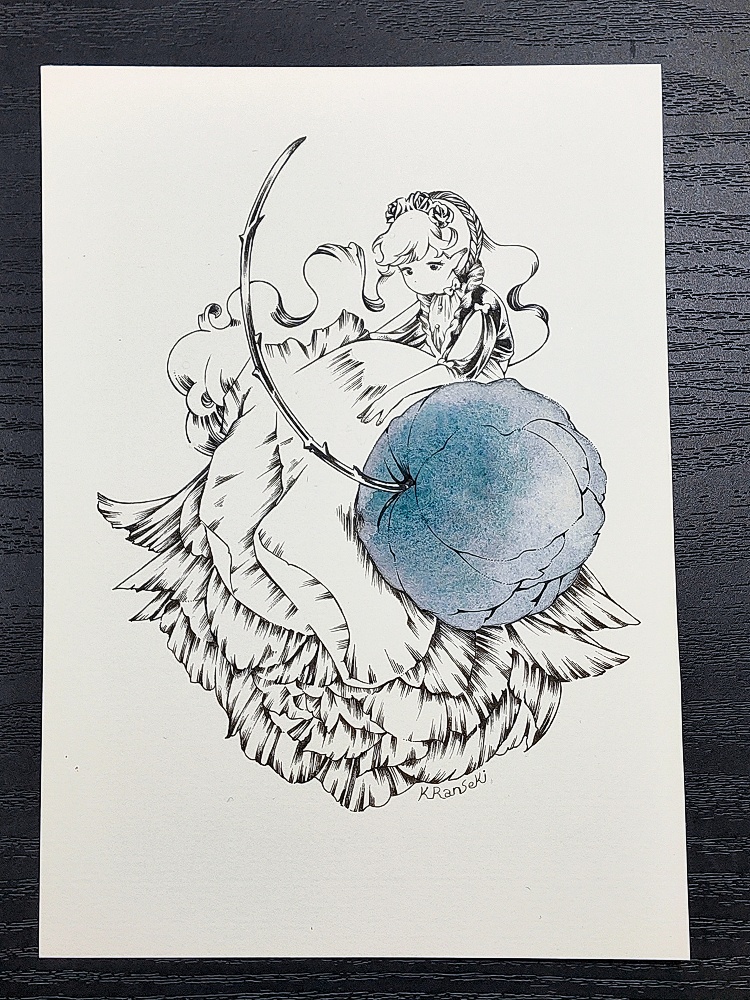 【原画】花の栞_青【宅急便コンパクト】