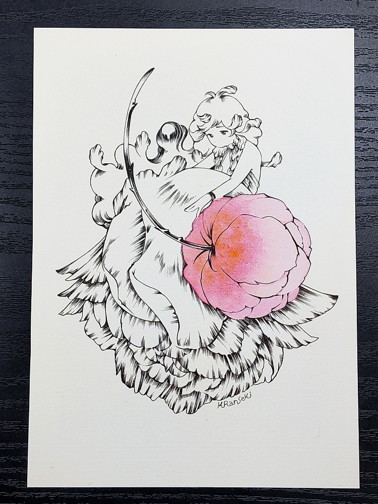 【原画】花の栞_赤【宅急便コンパクト】