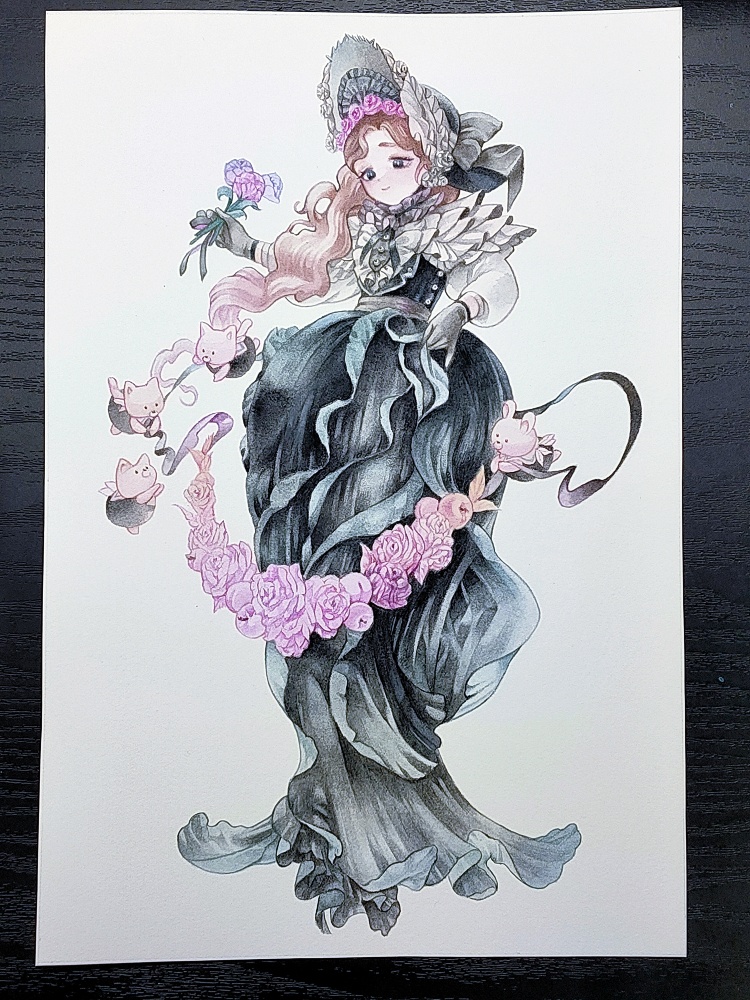 【原画】花のスカートを飾って【宅急便80サイズ】