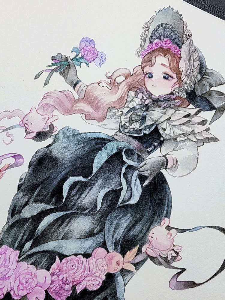 【原画】花のスカートを飾って【宅急便80サイズ】