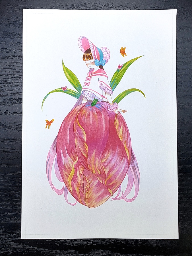 【原画】お花スカートの妖精_チューリップ【宅急便80サイズ】