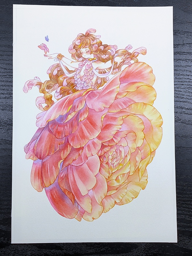 【原画】お花スカートの妖精_バラ【宅急便80サイズ】