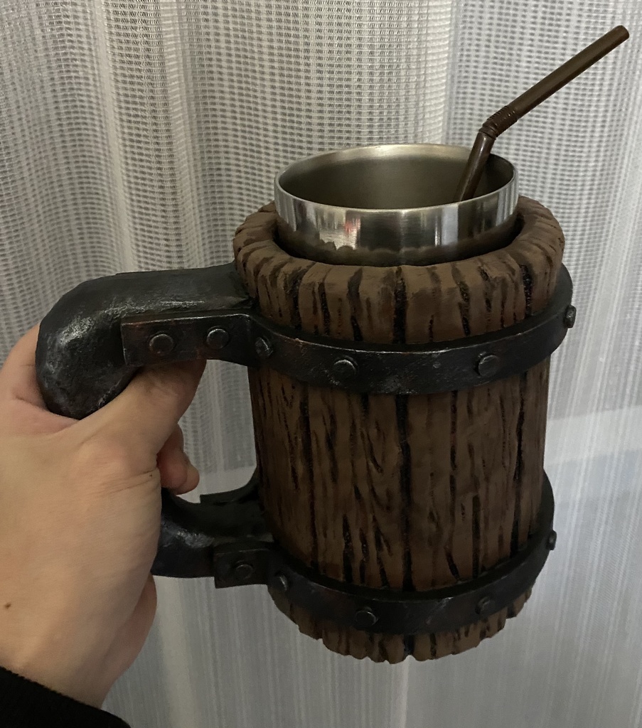 撮影小道具/木製風ビアマグ