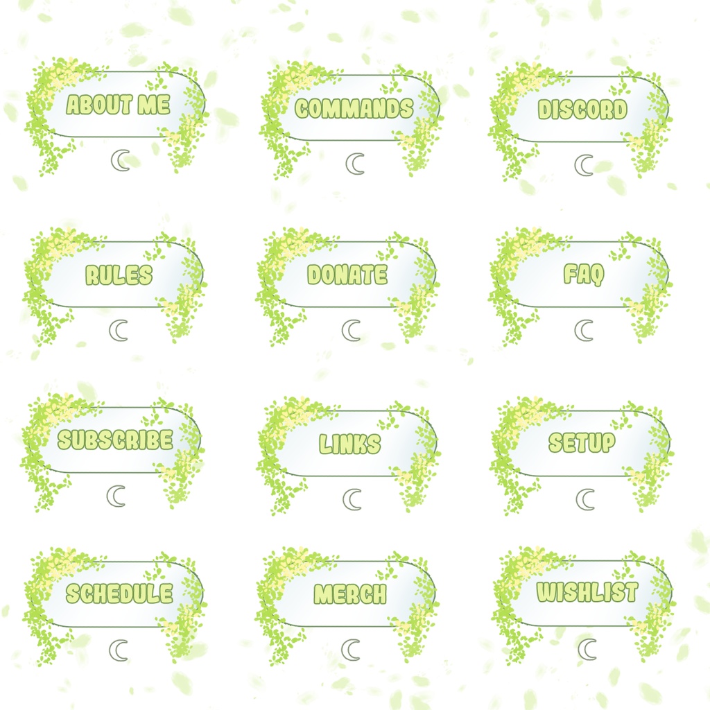 【Twitch Panels】Cute green leaves twitch panels
