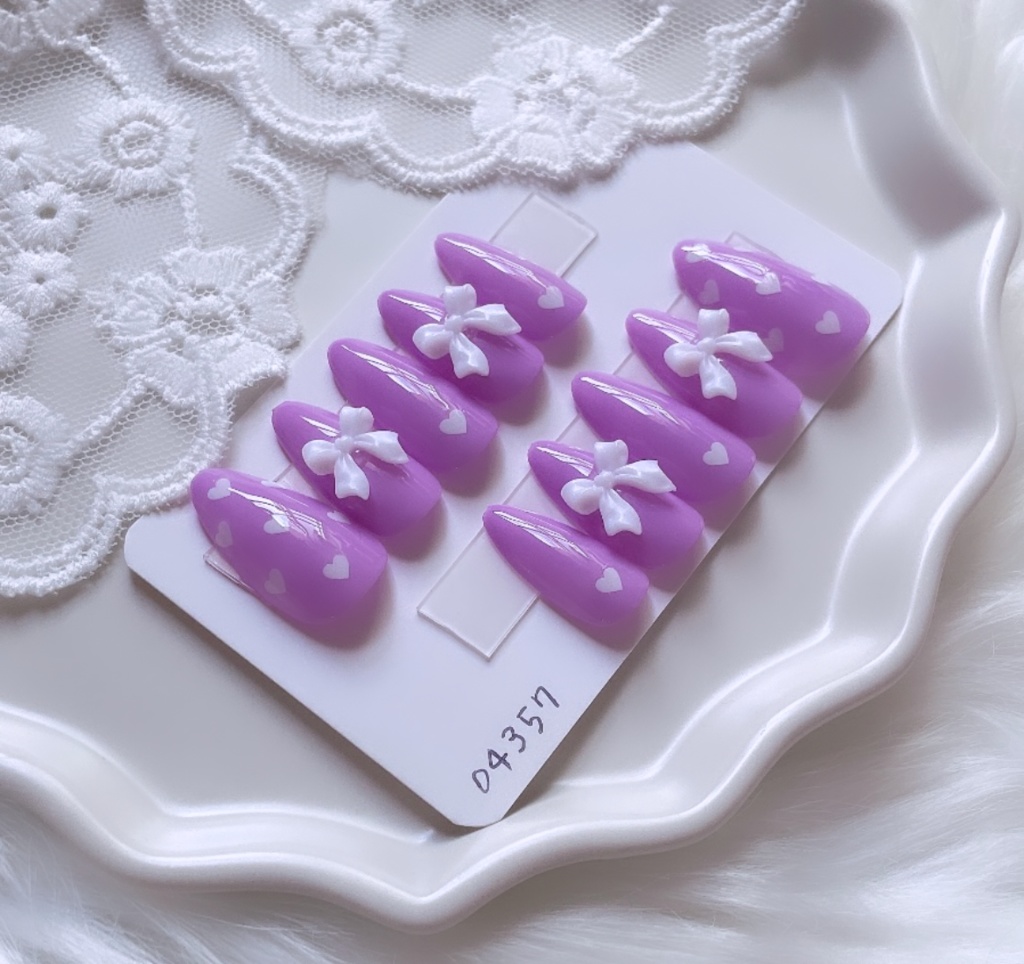 【現品】  22 ネイルチップ ピンク ハート リボン ガーリー ゆめかわいい