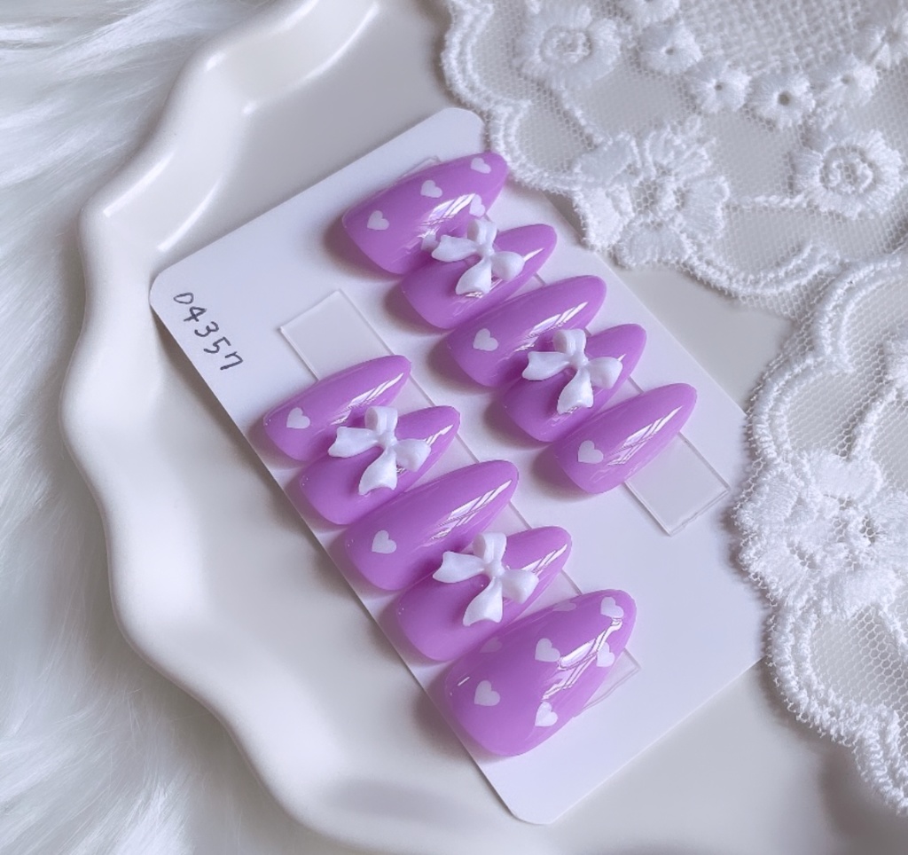 【現品】  22 ネイルチップ ピンク ハート リボン ガーリー ゆめかわいい