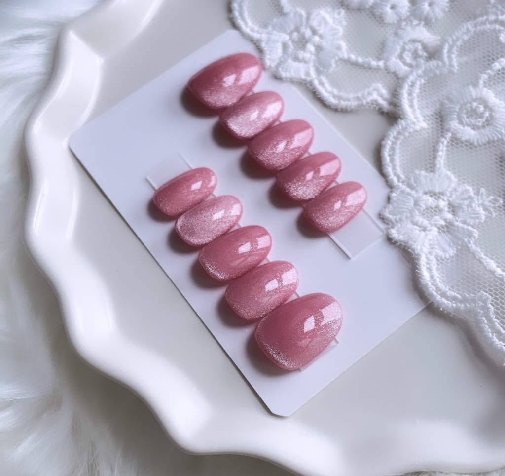 【現品】 64 ネイルチップ ピンク ワンカラー ワンホン マグネット うるマグ 韓国ネイル 大人可愛いネイル 大人ネイル