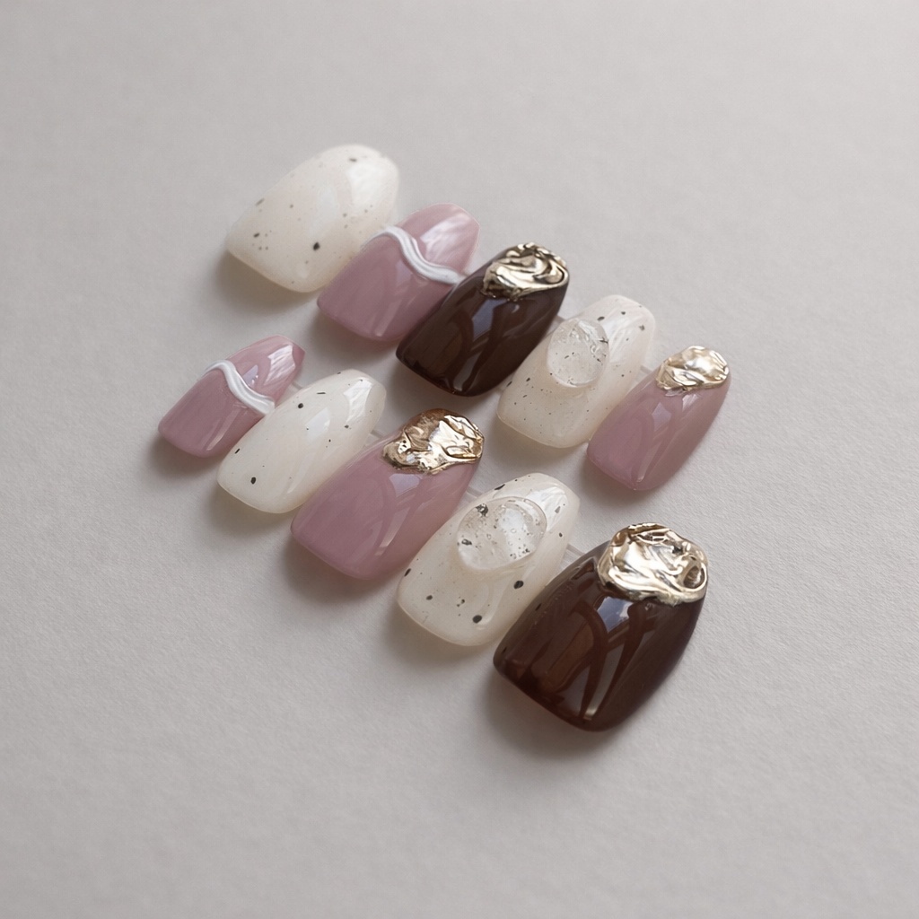 89 現品 サイズオーダー ネイルチップ ニュアンスネイル うねうねネイル ミラーネイル 大人ネイル 大人可愛いネイル 可愛いネイル 流行りネイル 韓国ネイル